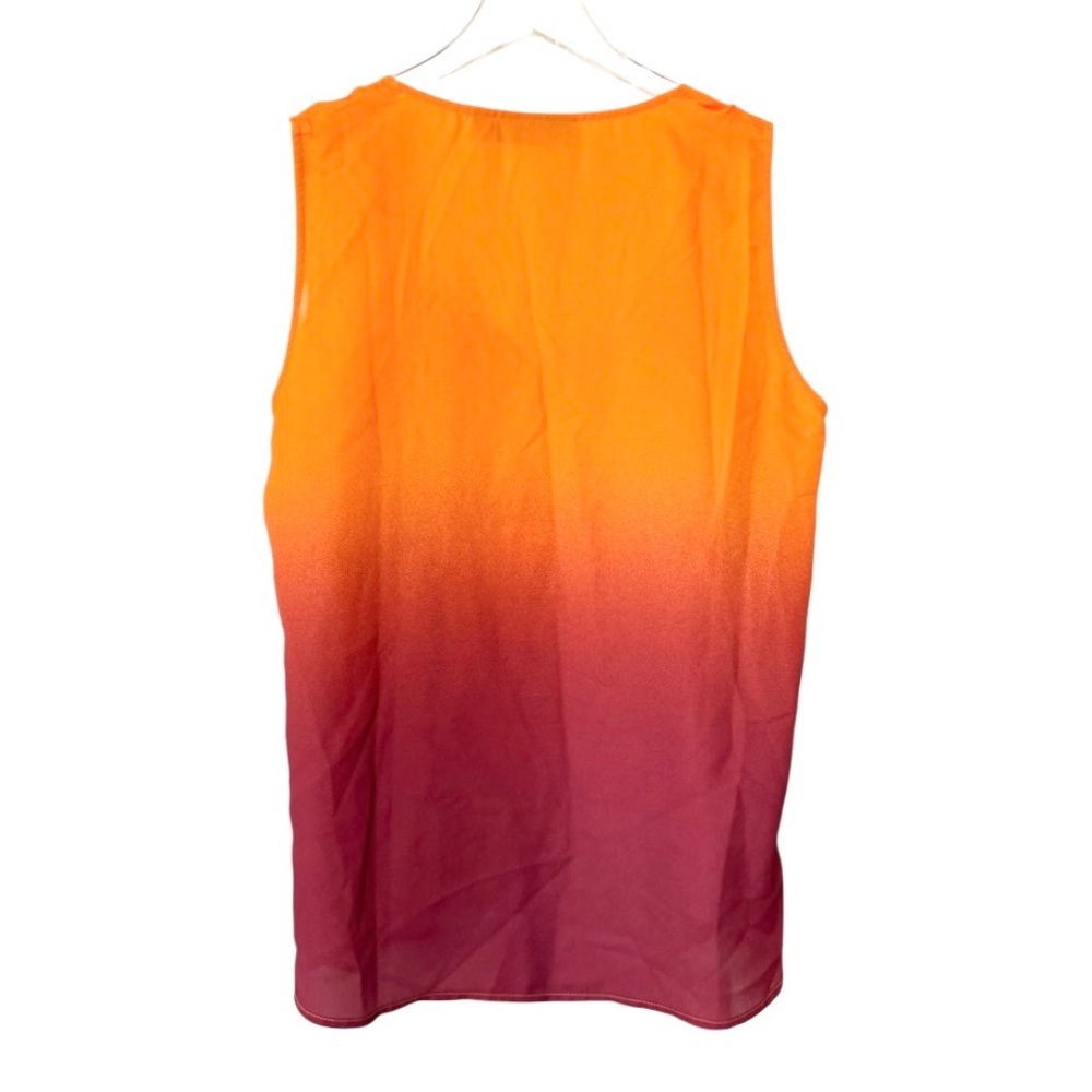 Women's New York & Co Tank Top Size L Orange Red Ombre Sleeveless - Picture 3 of 8